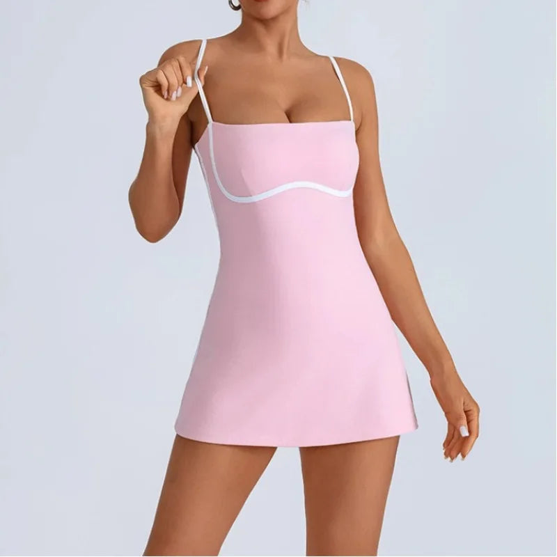 Tennis Golf Dress with Built-in Shorts & Chest Pad