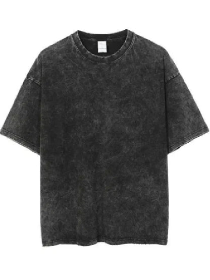 Short Sleeve O-Neck Acid Wash Loose Fit Tee Vintage Hip Hop Retro Punk Harajuku Streetwear