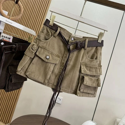 Women's High-Waist Cotton Denim Skirt