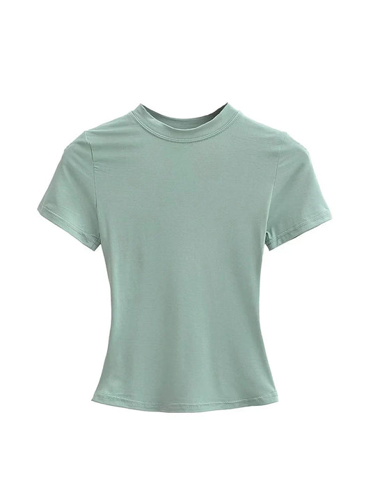 Solid Slim Short Sleeve Crew Neck Tee
