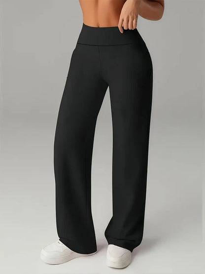 High Waisted Wide Leg Trousers Women Stretch Yoga Pants Casual Sports Workout Leggings