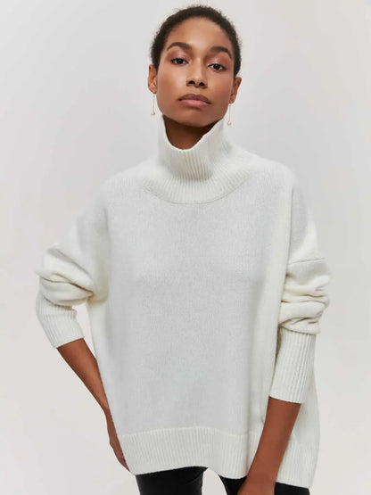 Mock Neck Knit Sweater Raglan Sleeve Loose Fit with Ruched Detail