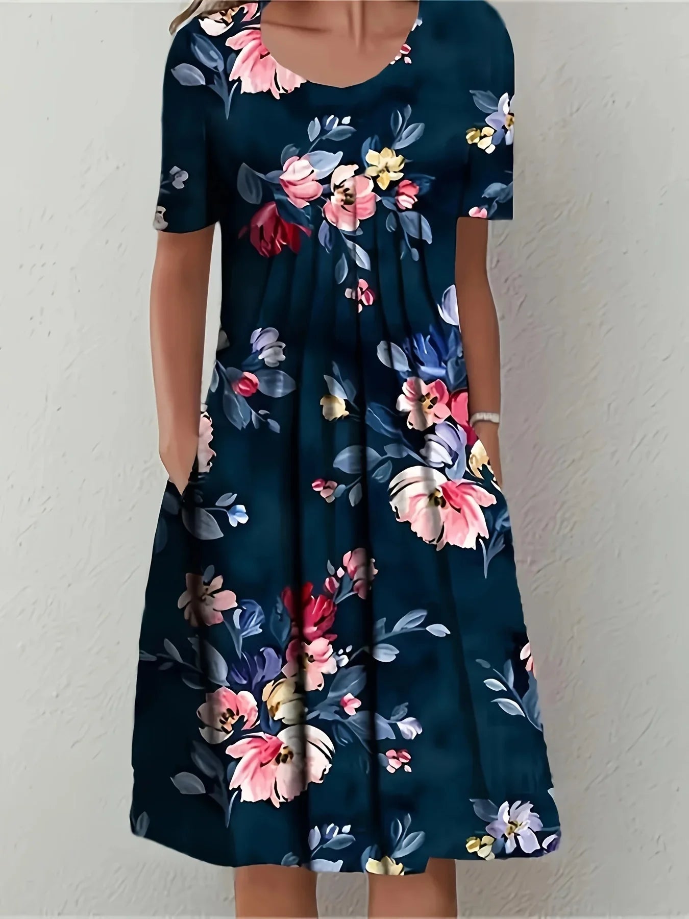 Women's Plus Size Casual Dress - Elegant Loose Fit Print Dress
