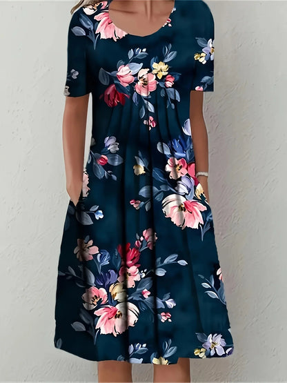 Women's Plus Size Casual Dress - Elegant Loose Fit Print Dress