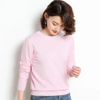 Round Neck Knit Sweater Long Sleeve Regular Fit Pullover