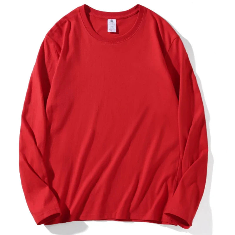 Loose Cotton Long Sleeve Round Neck Tee