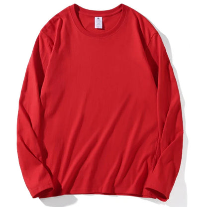Loose Cotton Long Sleeve Round Neck Tee