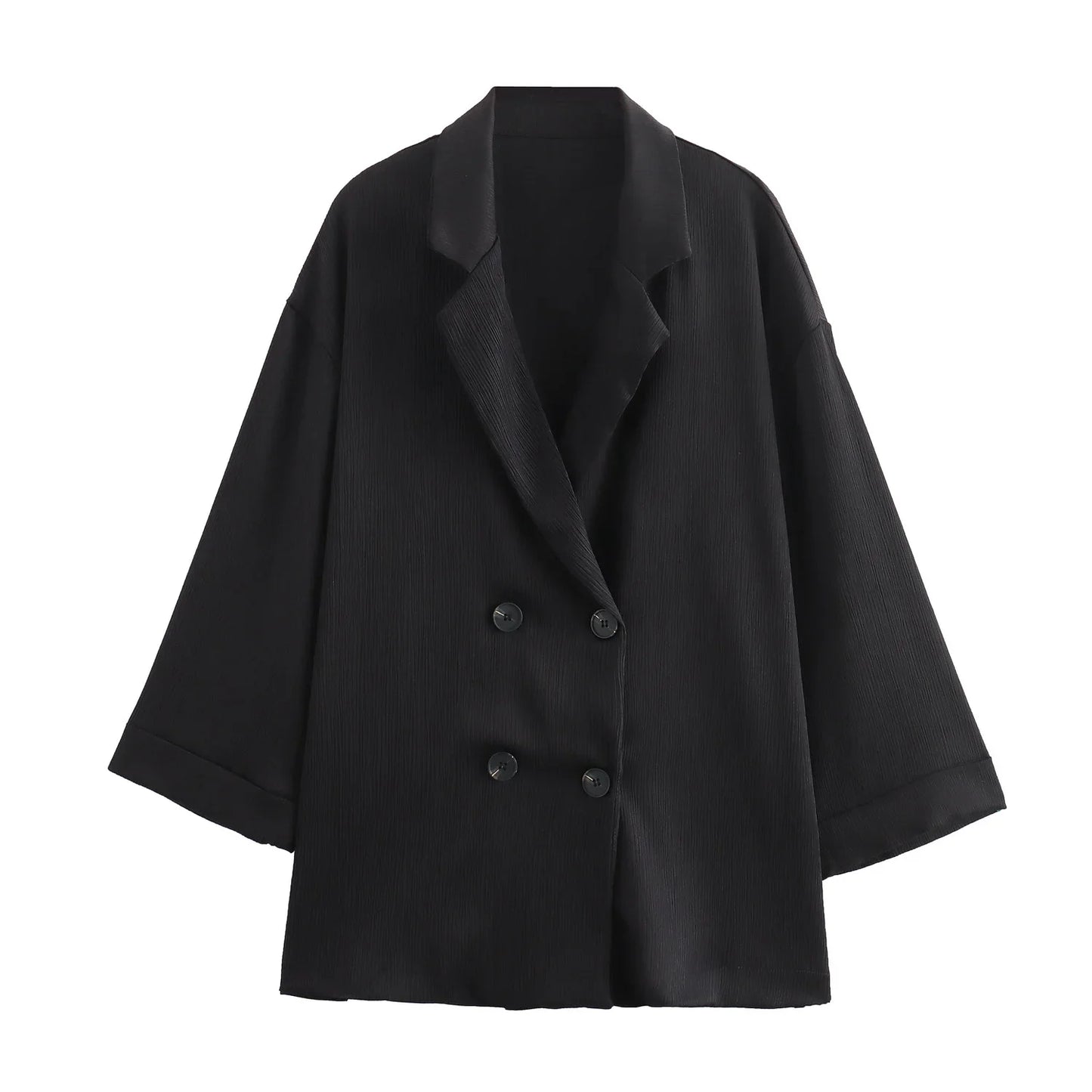 Turn-Down Collar Double-Breasted Blazer & Pants Set