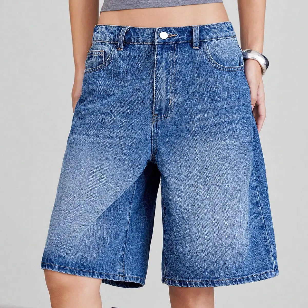 High Waist Loose Denim Shorts
