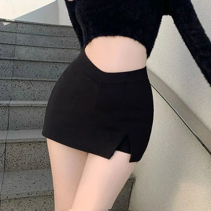Women's High-Waist Split Mini Skirt