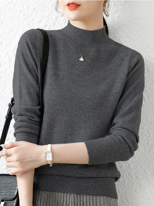 Turtleneck Knit Sweater Long Sleeve Regular Fit Pullover