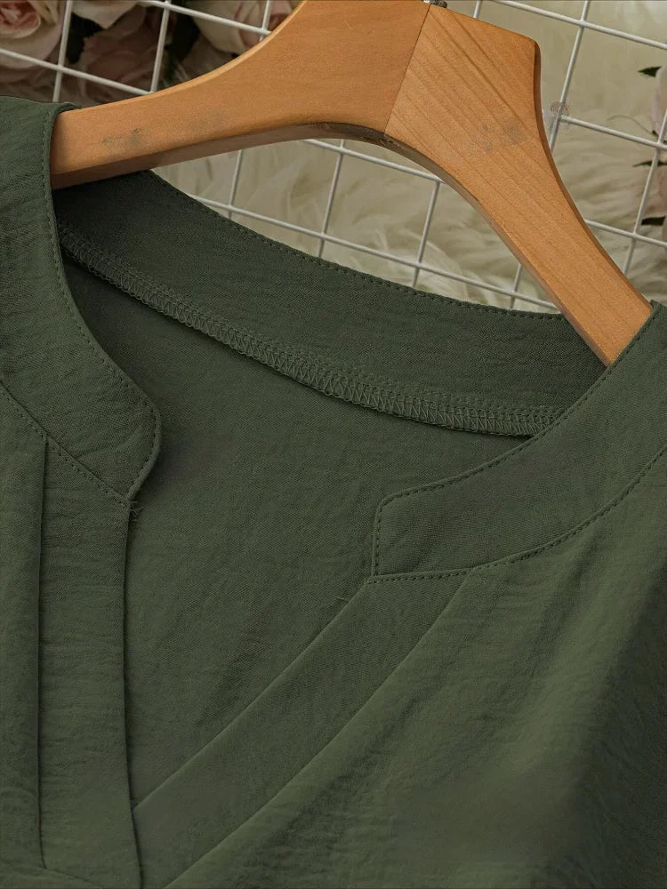 Plus Size Casual Tops Women Loose Long Sleeve V-Neck T-Shirts