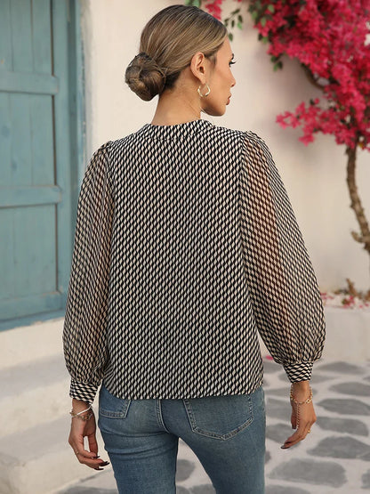 Women's Striped Chiffon Long-Sleeve Blouse