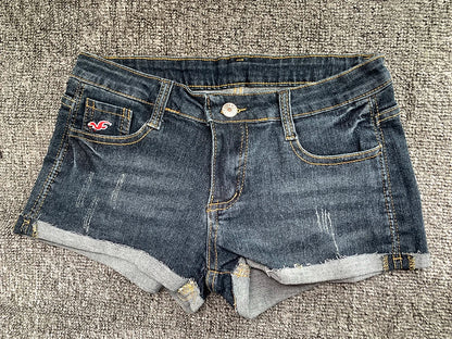 Sexy Low Waist Women Denim Shorts American Lady Y2K Elastic Slim Fit Hot Pants Female Embroidery Wrapping Jeans