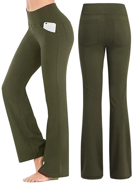 High Waist Wide Leg Pants Slim Fit Pockets Full Length Casual