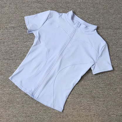 Quick-Dry Full Zip Short Sleeve Yoga Top