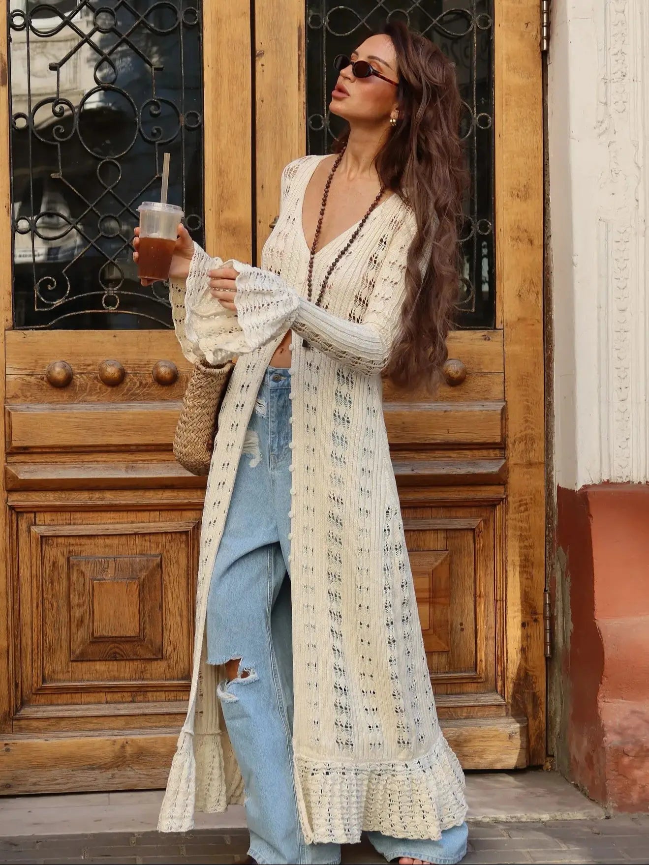 Hollow Breasted Split Maxi Dress