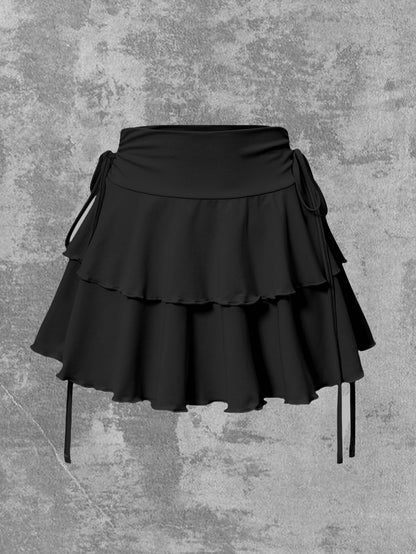 Women's High-Waist Lace-Up Mini Skirt