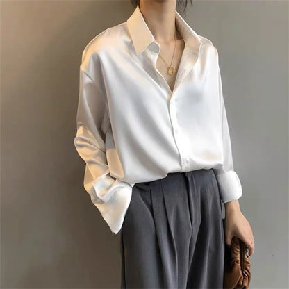 Casual Long Sleeve Button-Down Blouse