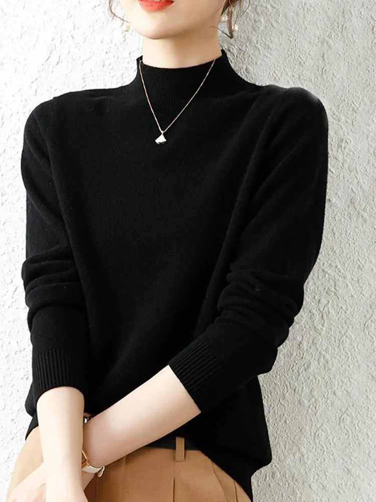 Turtleneck Knit Sweater Long Sleeve Regular Fit Pullover