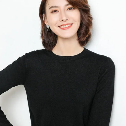 Round Neck Knit Sweater Long Sleeve Regular Fit Pullover
