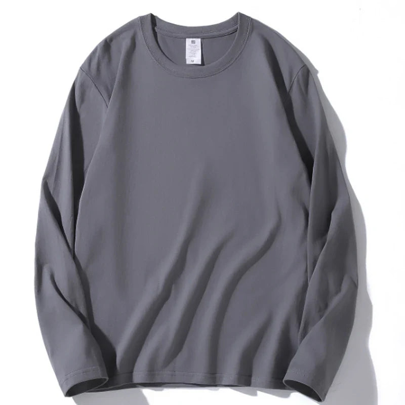 Loose Cotton Long Sleeve Round Neck Tee