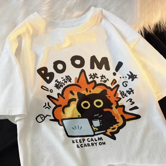 Kawaii Cartoon Print Oversized Unisex Y2K Tee
