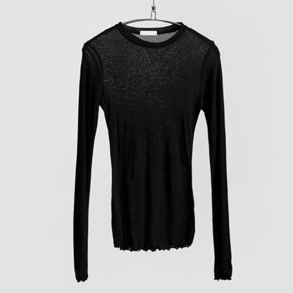 Sexy Sheer Long Sleeve Bodycon Tee