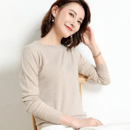 Round Neck Knit Sweater Long Sleeve Regular Fit Pullover