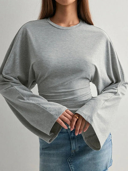 Women's Long-Sleeve O-Neck Crop Top