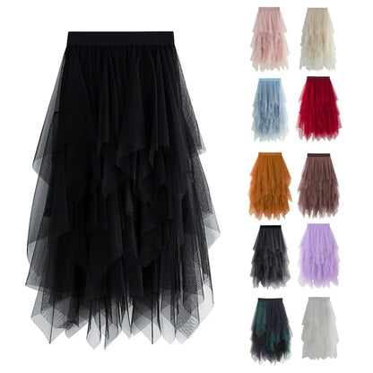 Women's Fairycore Mesh Tulle Bubble Skirt