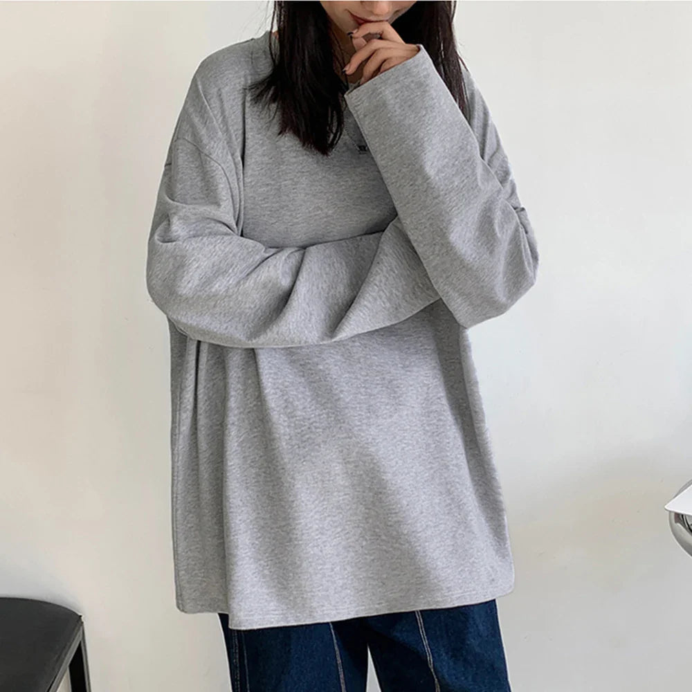Oversized Cotton Long Sleeve Basic Tee