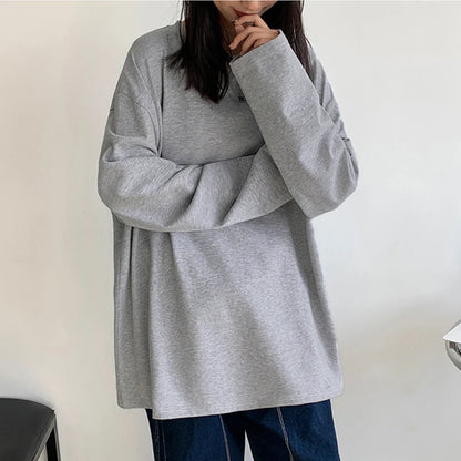 Oversized Cotton Long Sleeve Basic Tee
