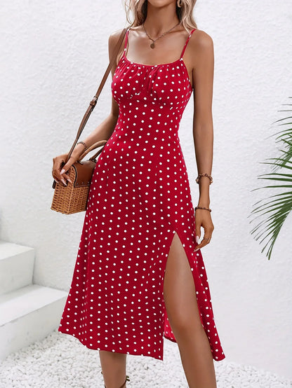 Floral Print Square Neck Spaghetti Strap Boho Dress