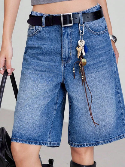High Waist Loose Denim Shorts