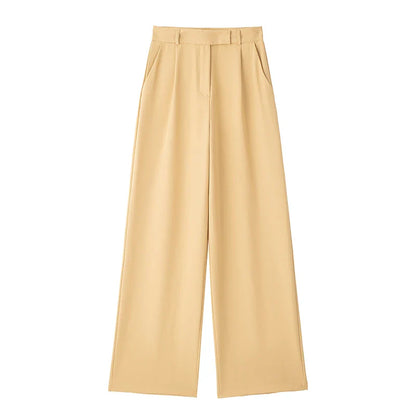 High Waist Straight Pants Front Zipper Regular Fit Full Length