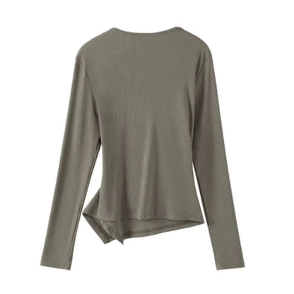 Women's Irregular V-Neck Long-Sleeve T-Shirt