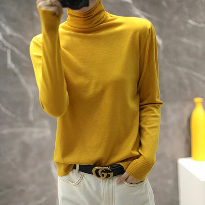 Turtleneck Knit Sweater Long Sleeve Slim Fit Pullover