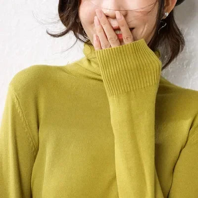 Turtleneck Knit Sweater Long Sleeve Slim Fit Pullover