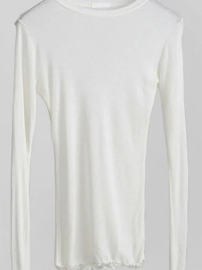 Sheer Long Sleeve Slim Fit Basic Tee