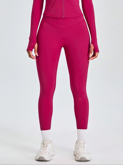 Mock Neck Zip-Up Jacket & High Waist Leggings Set