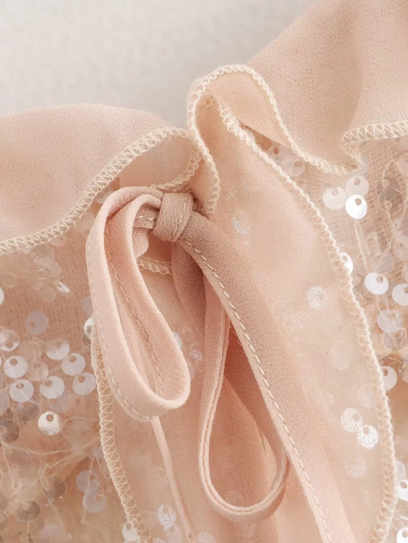 Sequined Chiffon Crop Camisole Tops