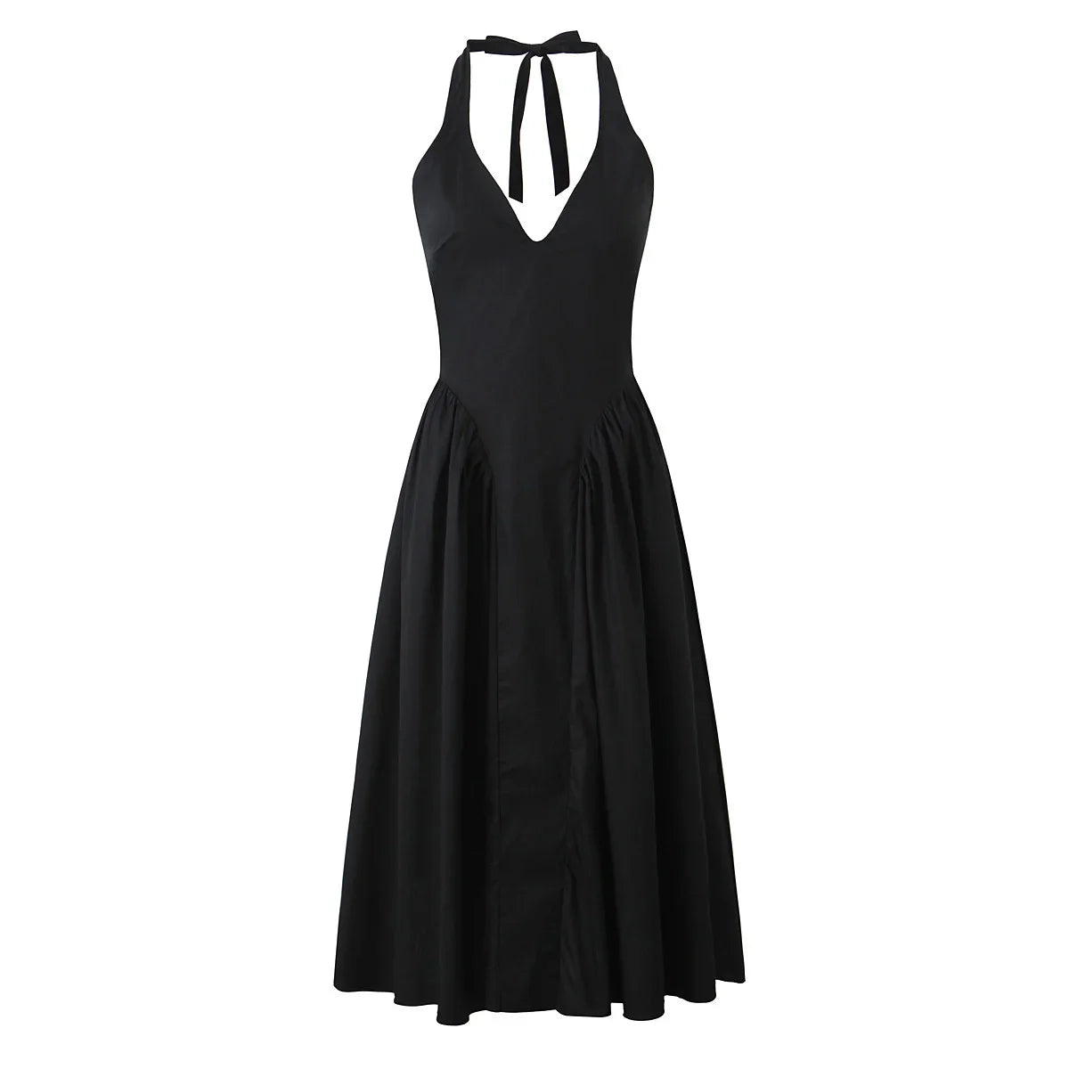 Elegant Halter Dress For Women Low Waist A-line Midi Summer Evening Party Dresses