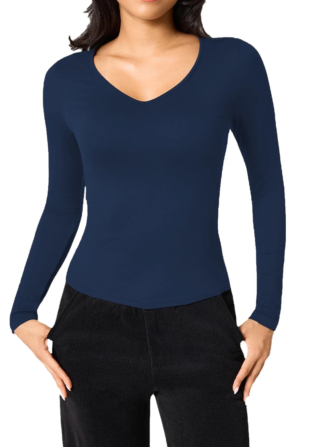 Women's Athletic V-Neck Long-Sleeve Tee