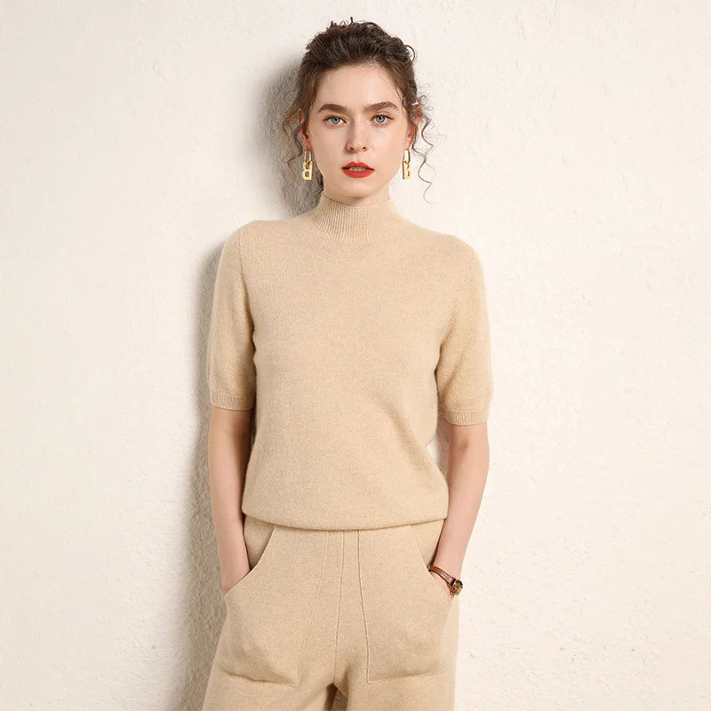 Women's 100% Cashmere Short-Sleeve Sweater