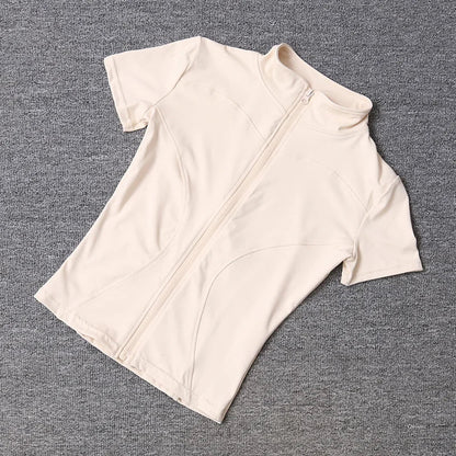 Quick-Dry Full Zip Short Sleeve Yoga Top