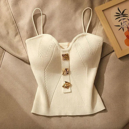 Women'S French Style Sexy Beauty Camisole Slim Fit Sleeveless T-Shirt