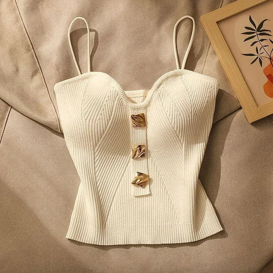 Women'S French Style Sexy Beauty Camisole Slim Fit Sleeveless T-Shirt