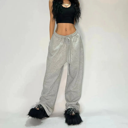 Cargo Pants Wide Leg Mid Waist Drawstring Pockets Loose Fit