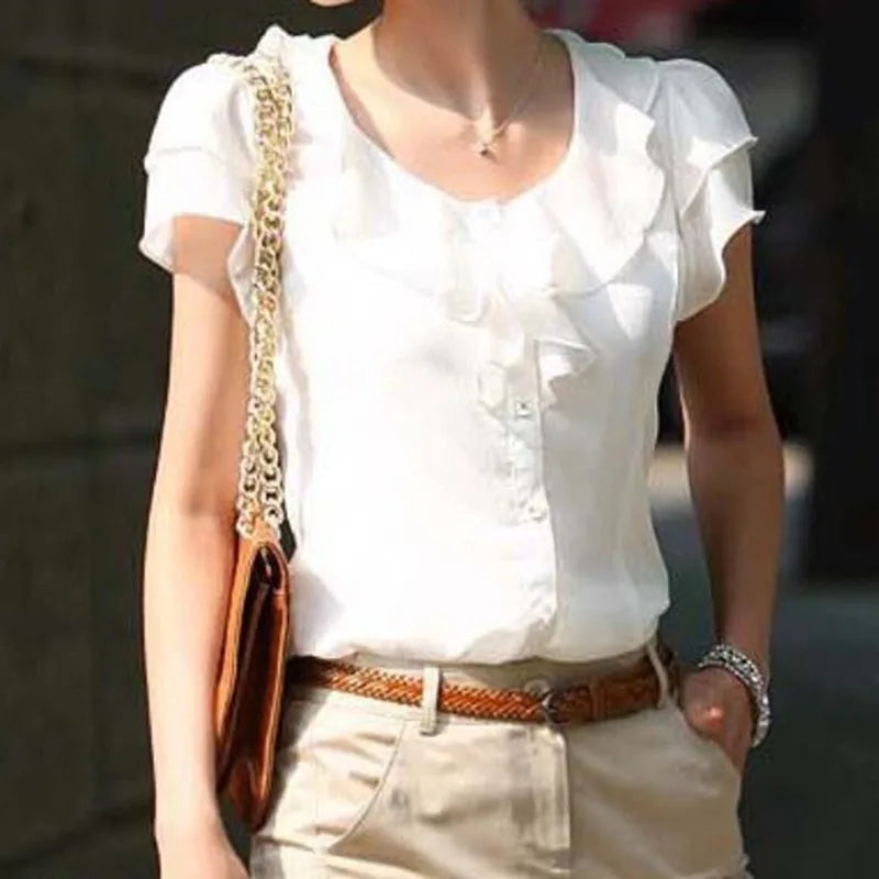Office Lady Long Sleeve Patchwork Blouse